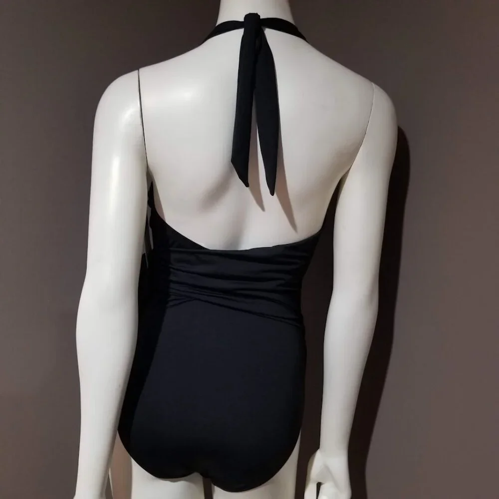 Lauren Ralph Lauren Halter Side-Tie Tummy-Control Black - Picture 5 of 14